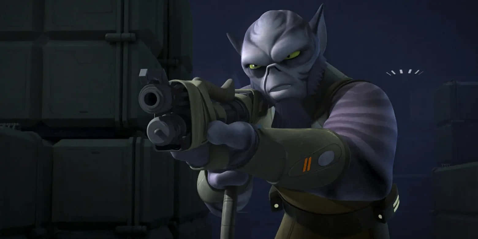Zeb Orrelios, purple-skinned alien, glowing yellow eyes, HD Desktop Wallpaper