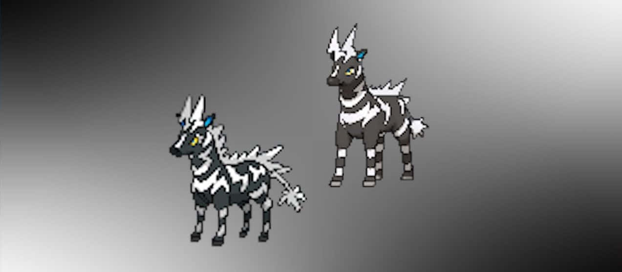 Zebstrika, pixel art, gradient gray background, SD Desktop Wallpaper