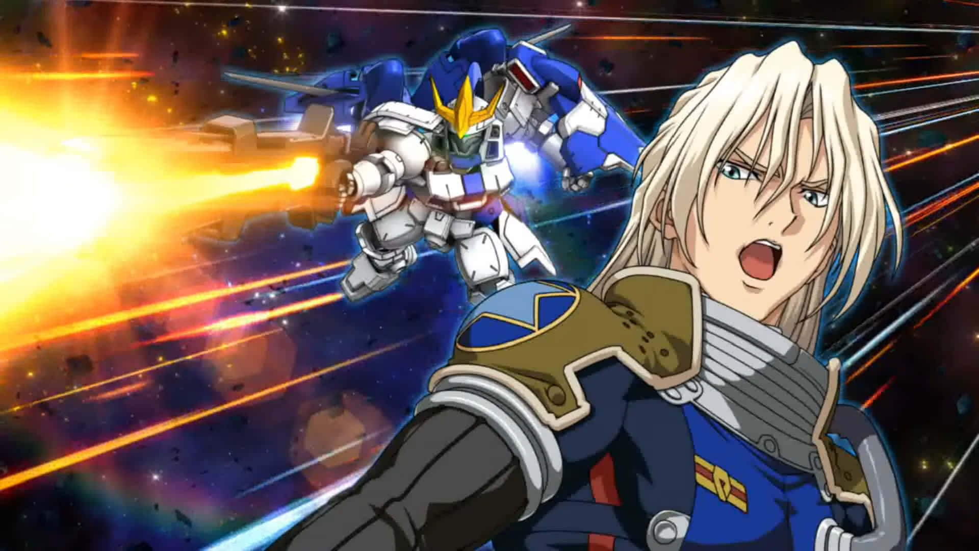 Zechs Merquise, blue armor, blue and white mech, Full HD Desktop Wallpaper