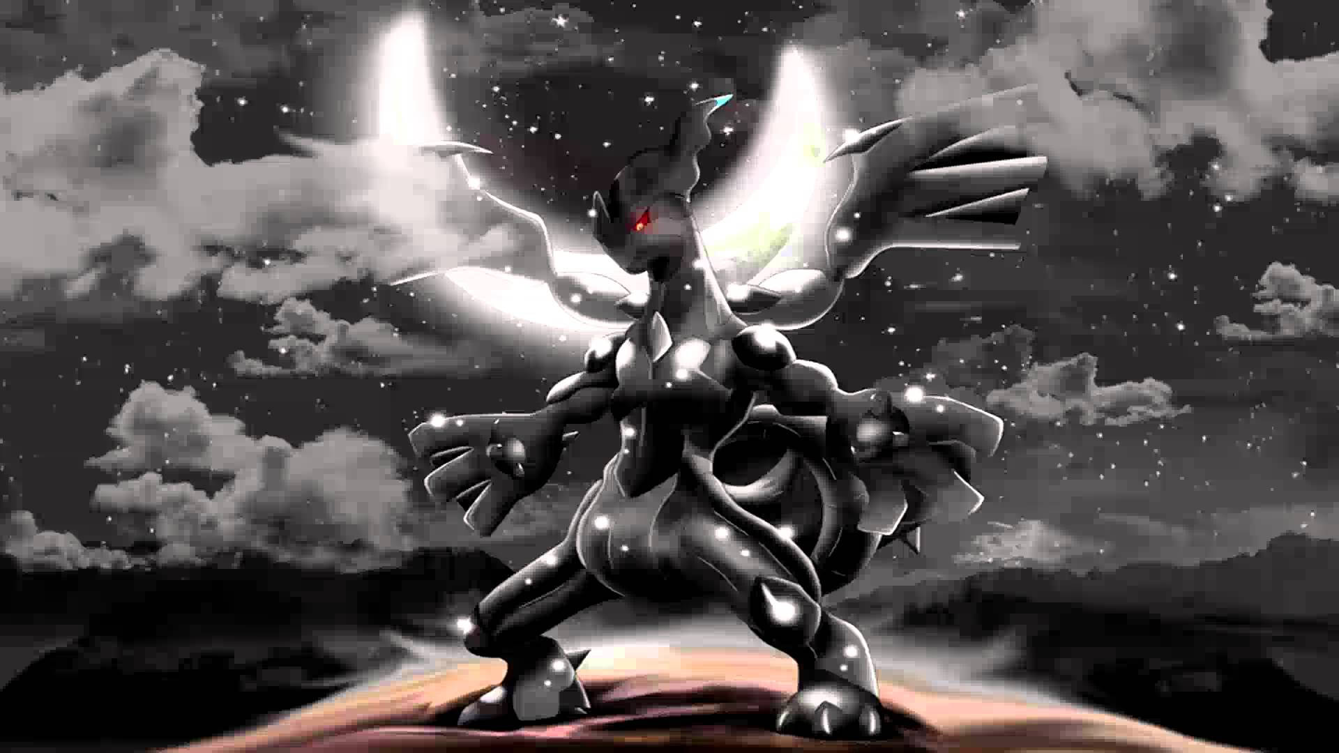 Zekrom, half moon, starry night sky, Full HD Desktop Wallpaper