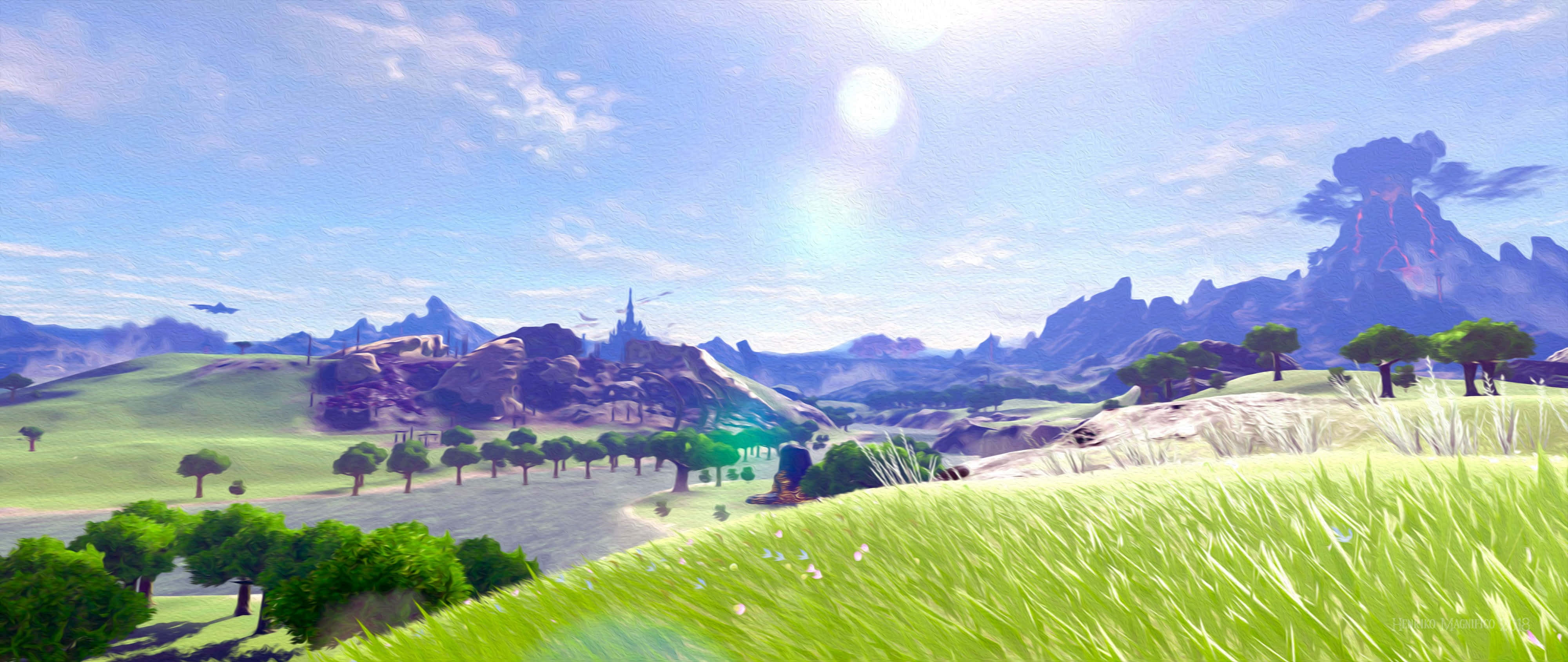 Zelda Breath of the Wild 4K, green valley, rolling hills, 4K Desktop Wallpaper
