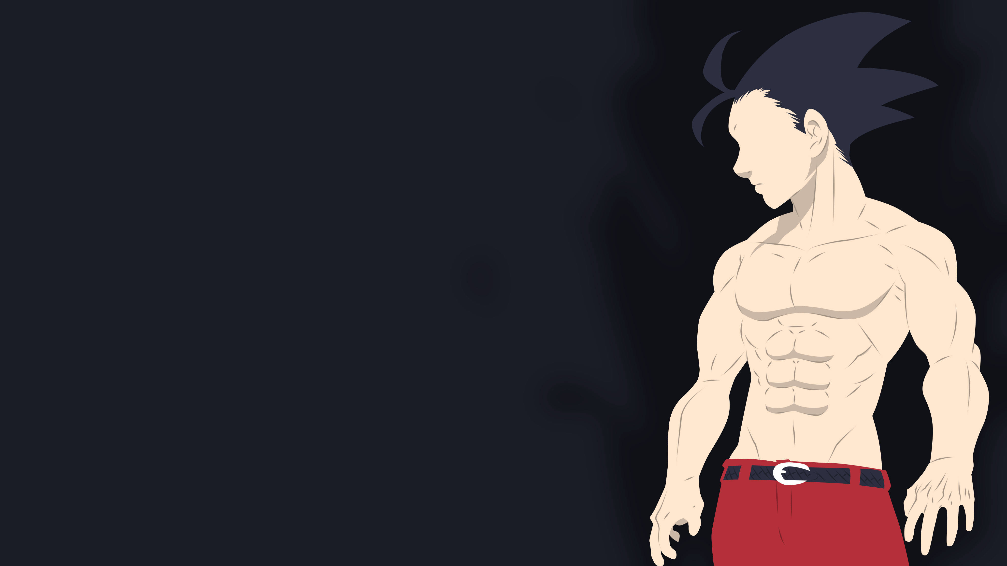 Zeldris, muscular anime male character, spiky dark hair, 4K Desktop Wallpaper