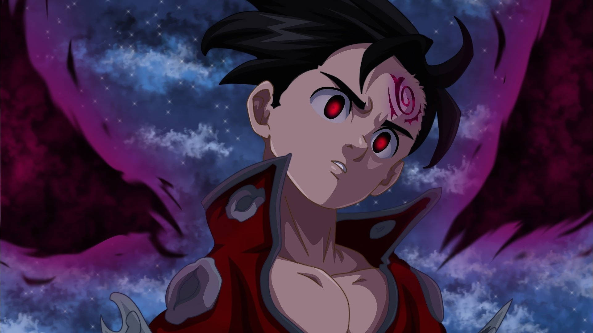Zeldris, Black Flames, red eyes, Full HD Desktop Wallpaper