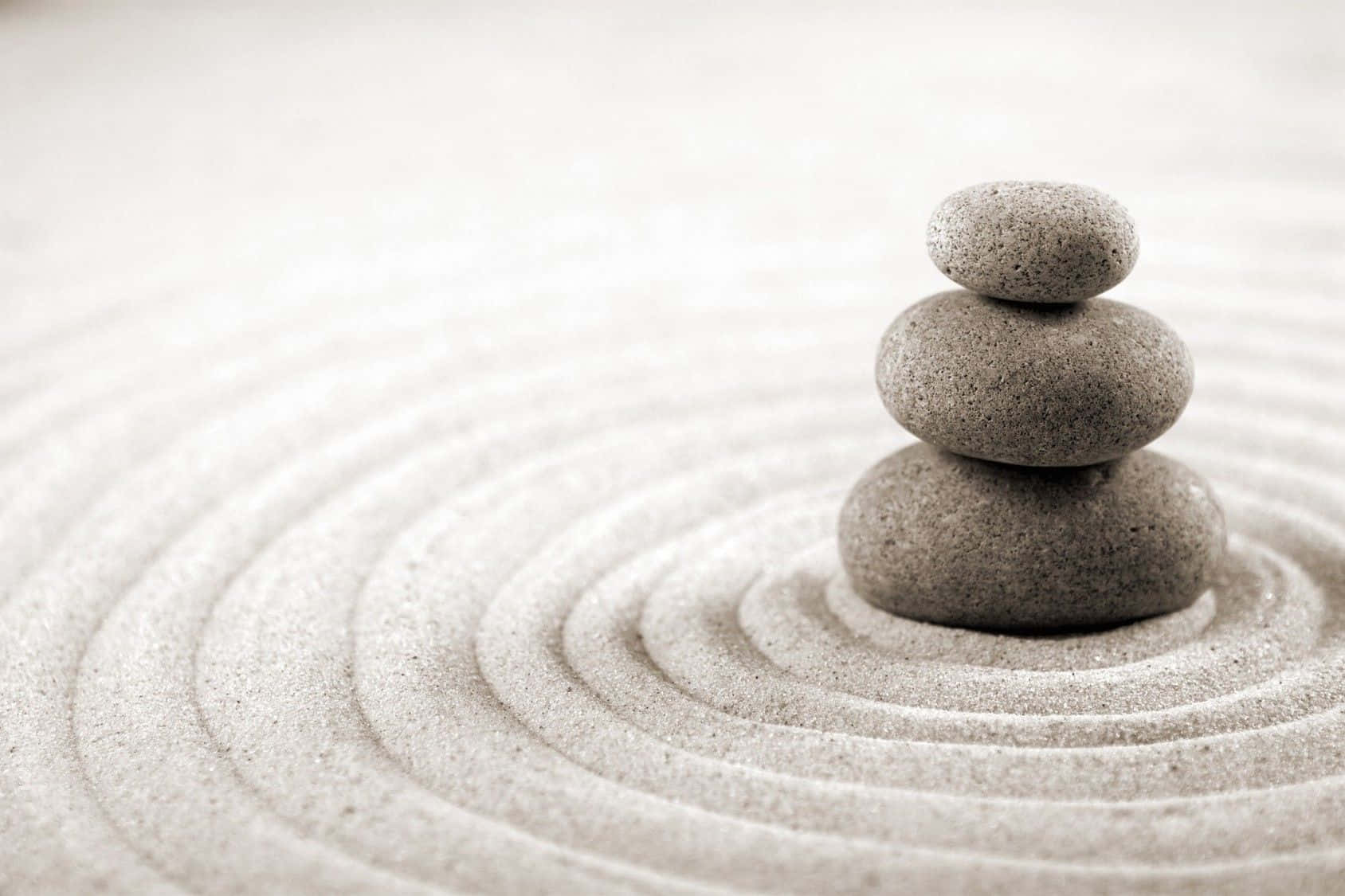 Zen Desktop, Stone Stack, White Sand, HD Desktop Wallpaper