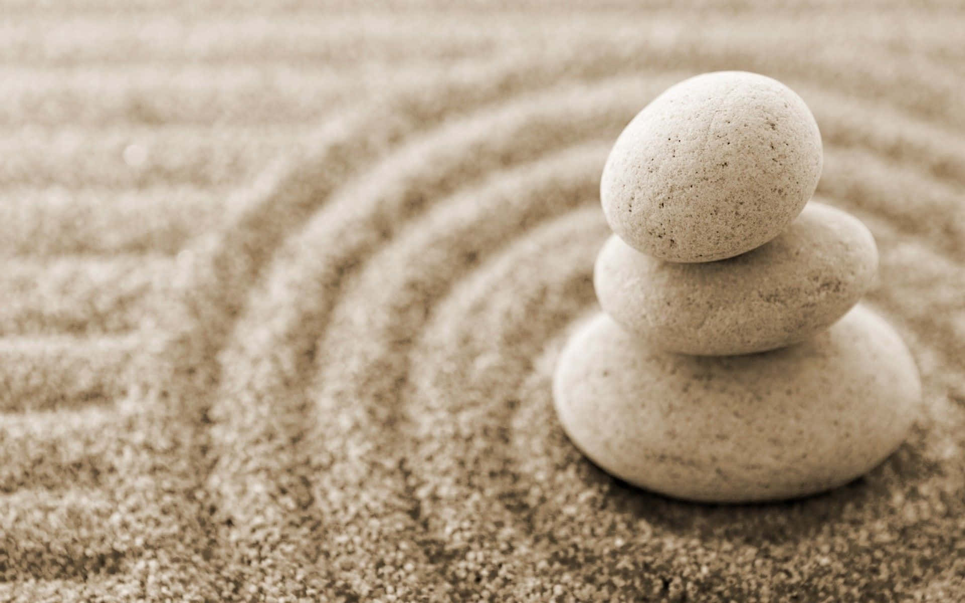 Zen Desktop, circular white stone, white sand, Full HD Desktop Wallpaper