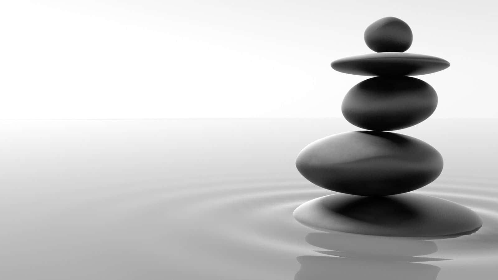 Zen Desktop, Stone Stack, Black And White, HD Desktop Wallpaper