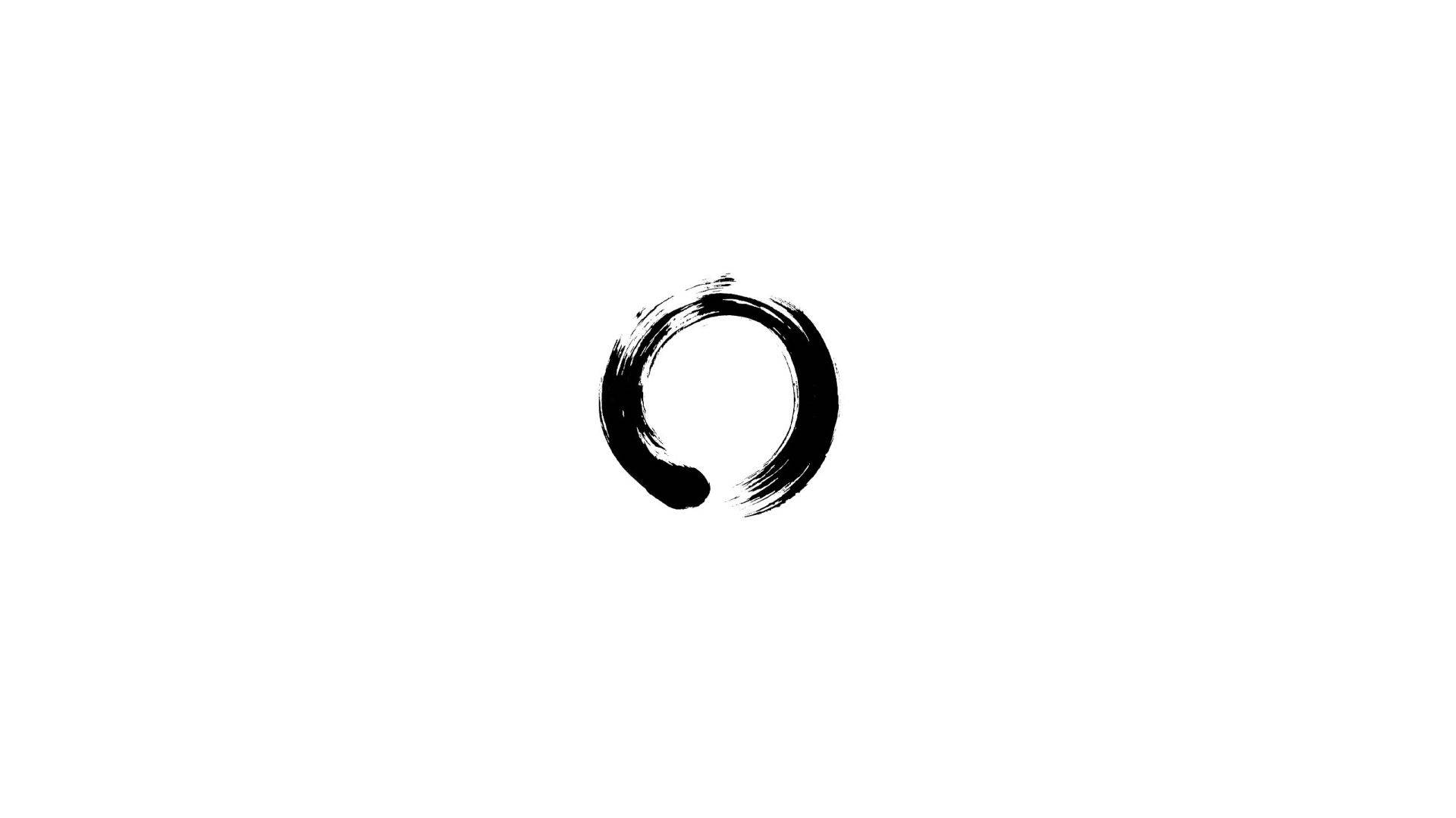 Zen, Buddhism, black brushstroke circle, Full HD Desktop Wallpaper