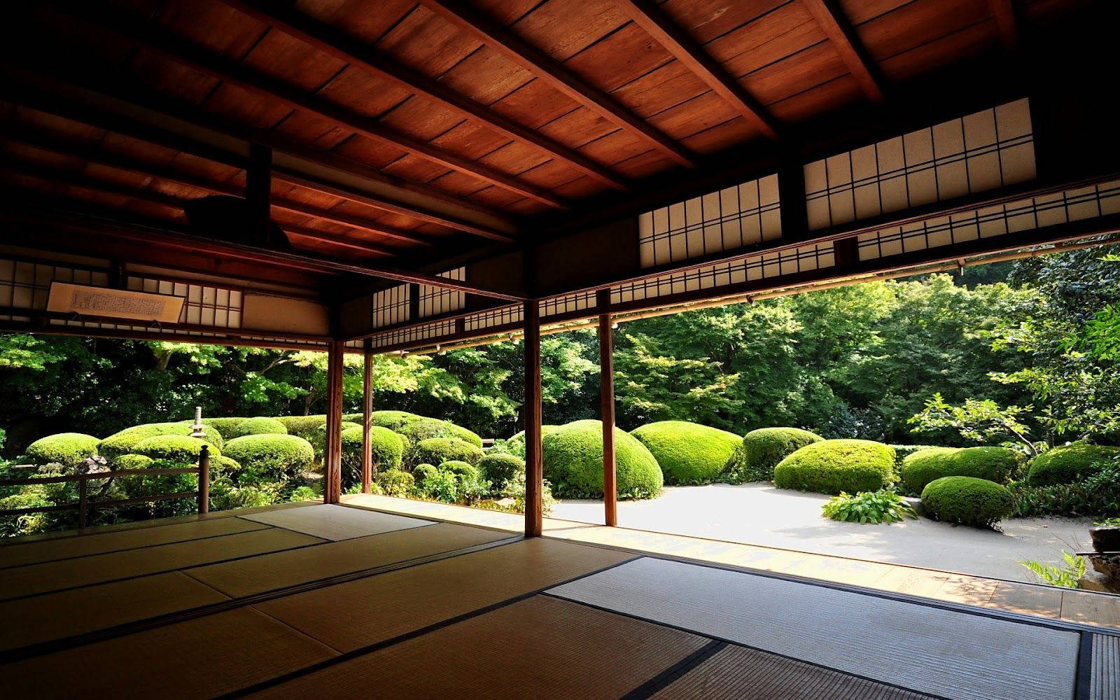 Zen, Japanese veranda, serene garden, HD Desktop Wallpaper