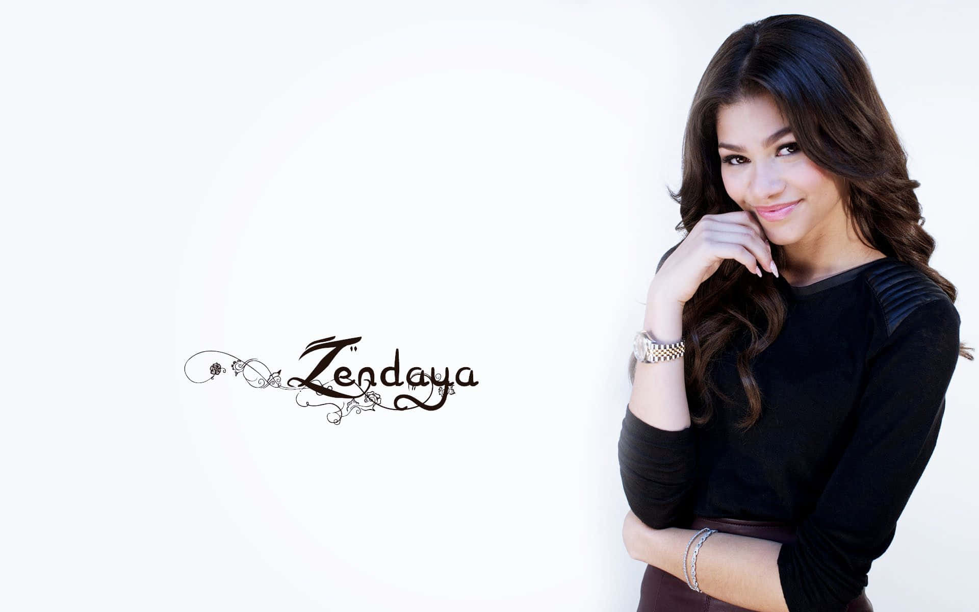 Zendaya, dark curls, white background, Full HD Desktop Wallpaper
