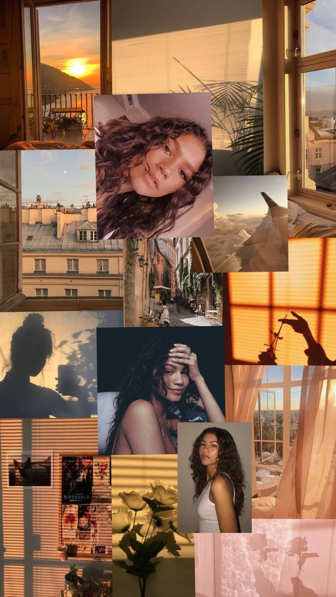 Zendaya, sunny collage, golden hour lighting, Full HD Phone Wallpaper