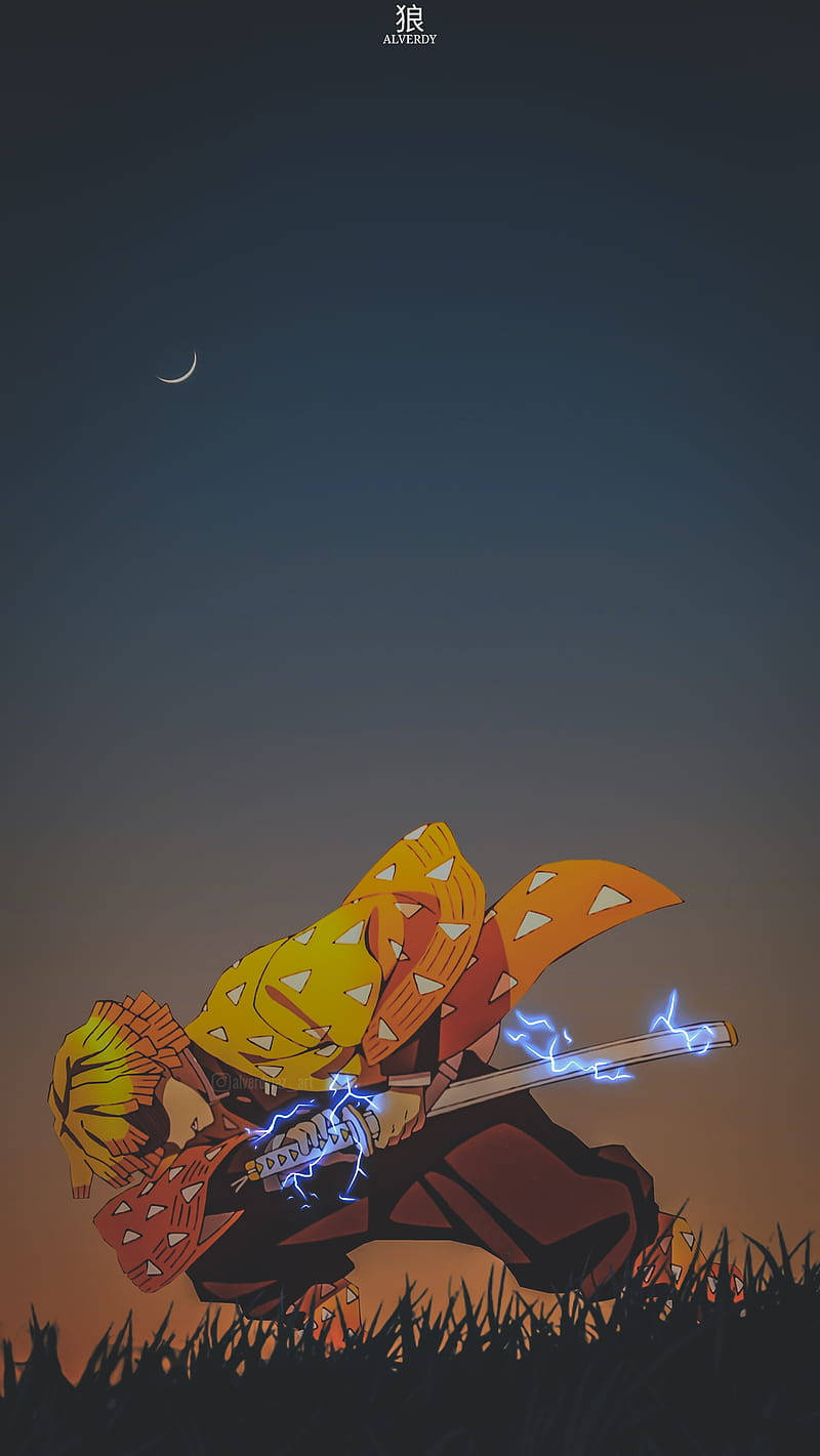 Zenitsu, yellow hair, orange kimono, HD Phone Wallpaper