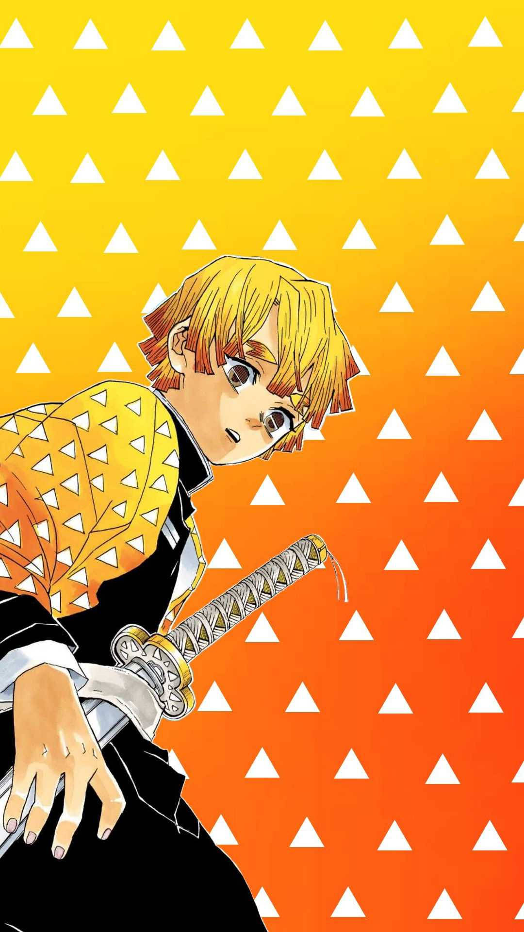 Zenitsu, holstered katana, blonde hair, Full HD Phone Wallpaper