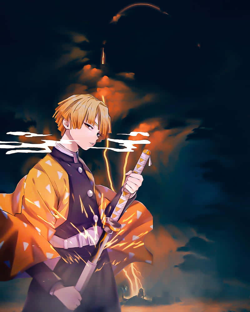 Zenitsu Phone, anime boy, blonde hair, SD Phone Wallpaper