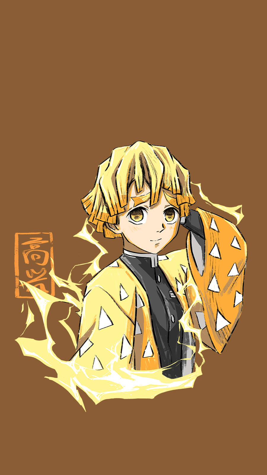 Zenitsu, spiky blonde hair, golden eyes, HD Phone Wallpaper