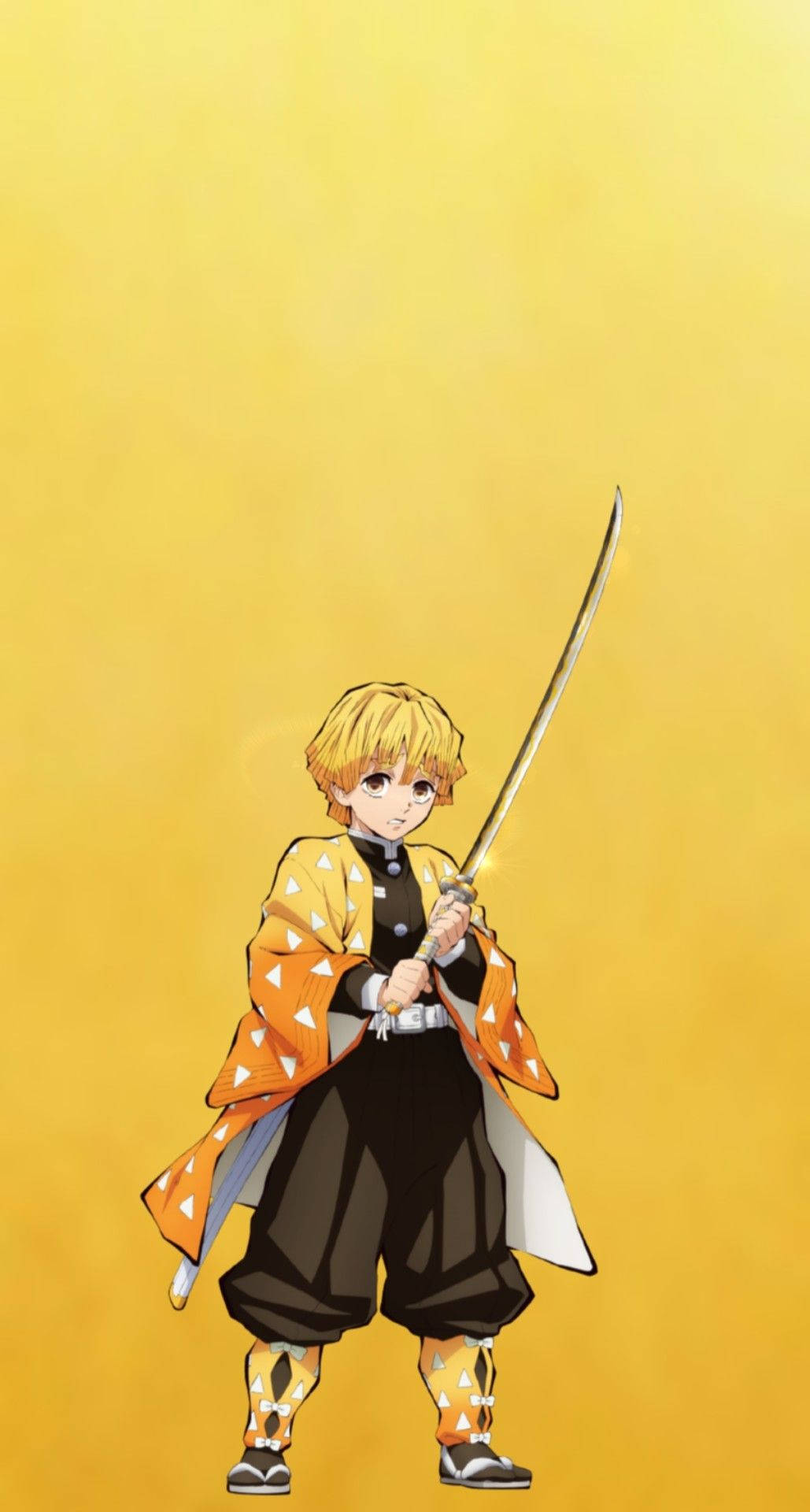 Zenitsu, glowing sword, blonde hair, Full HD Phone Wallpaper