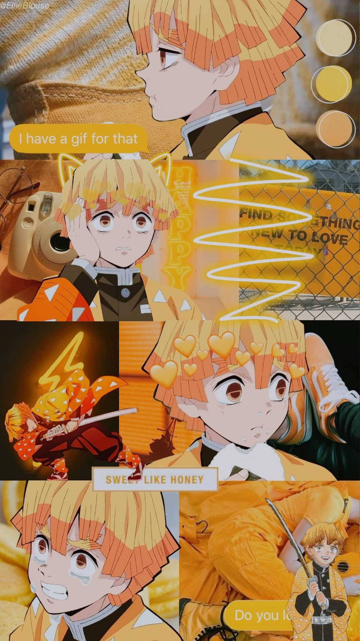Zenitsu, orange hair, young boy, Full HD Phone Wallpaper