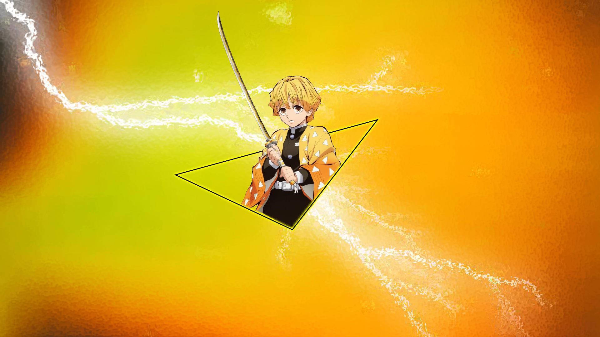 Zenitsu, lightning-fast skills, glowing triangle, Full HD Desktop Wallpaper