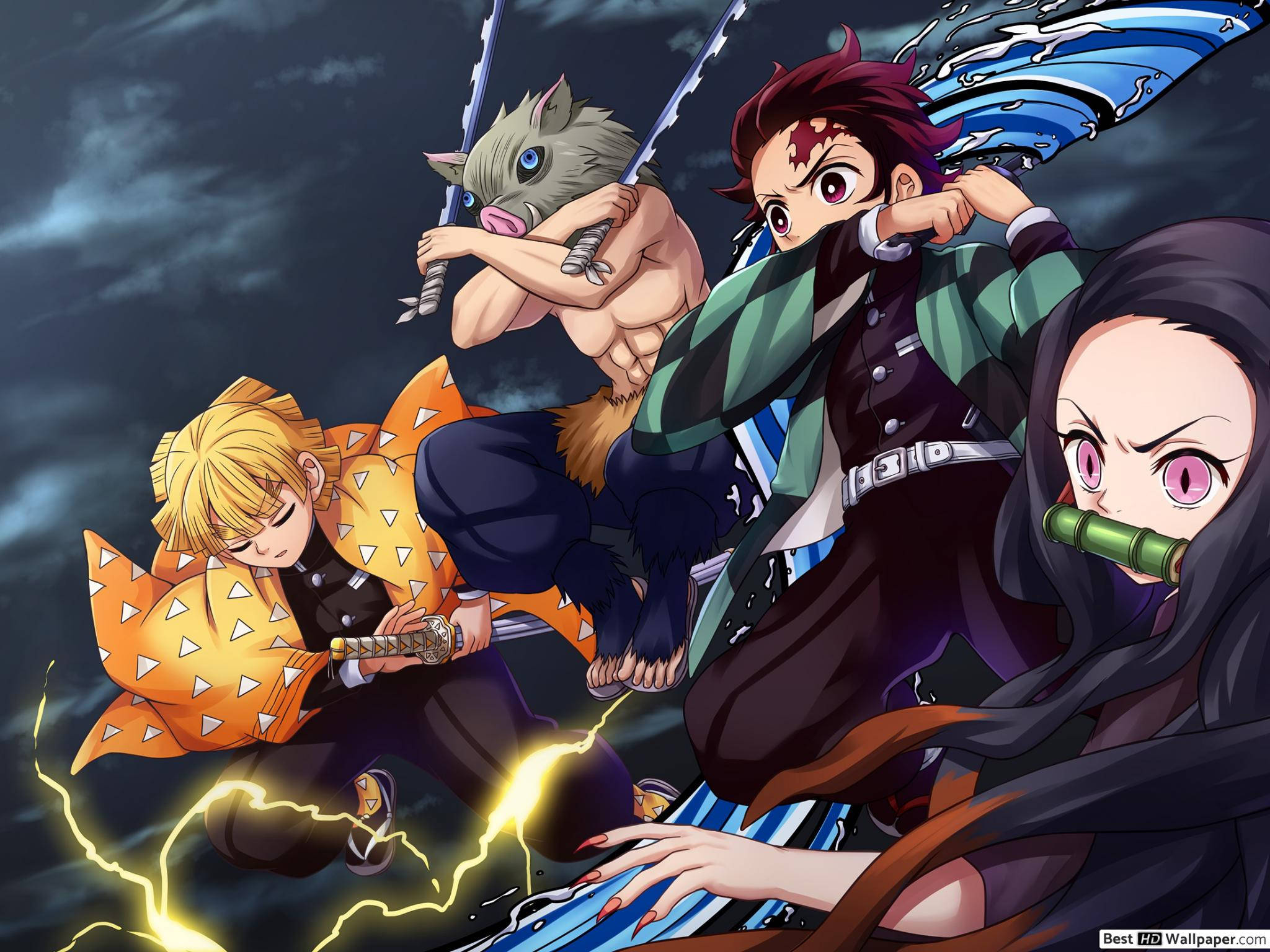 Zenitsu, anime warriors, swords, Full HD Desktop Wallpaper