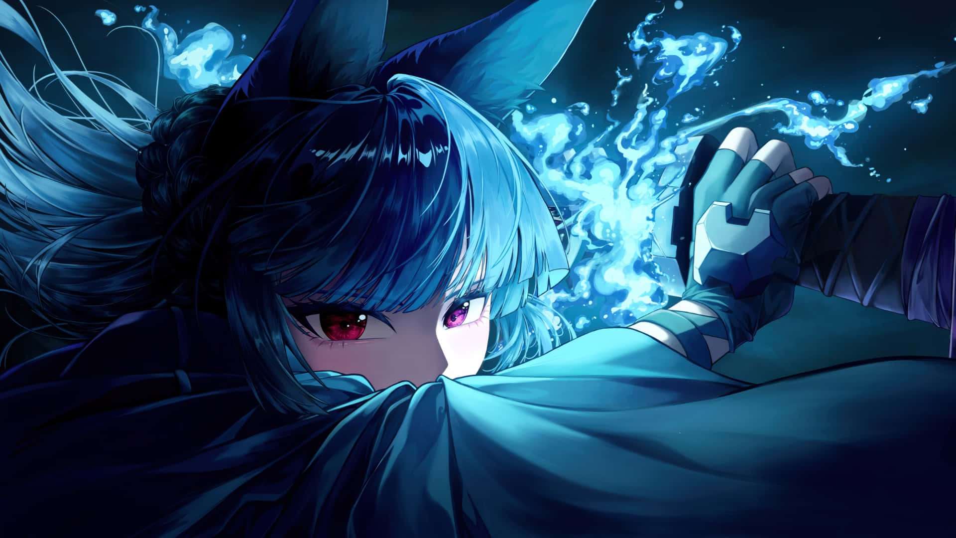 Zenless Zone Zero, blue-haired anime girl, fox ears, Full HD Desktop Wallpaper