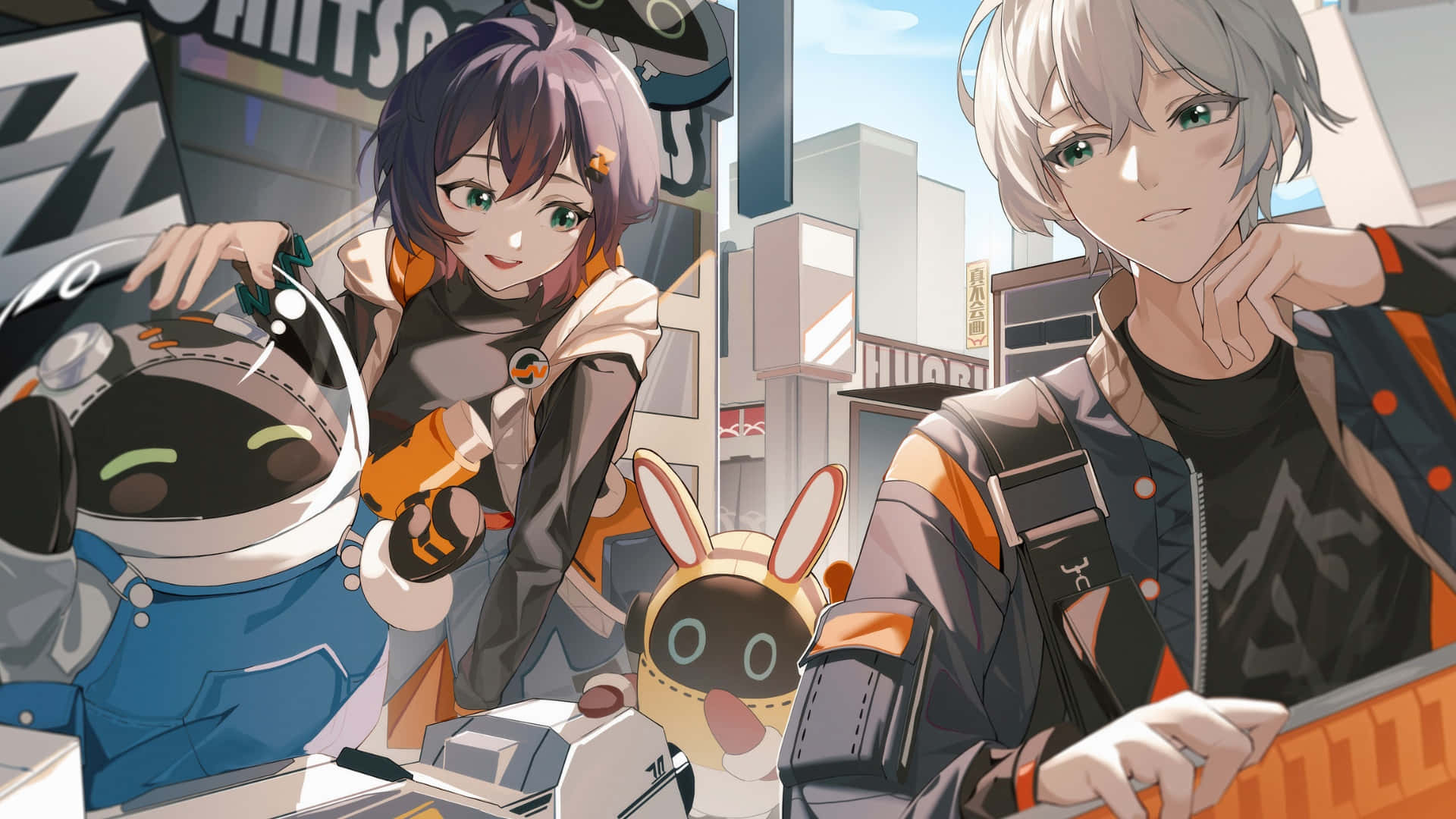Zenless Zone Zero, anime characters, futuristic gear, Full HD Desktop Wallpaper