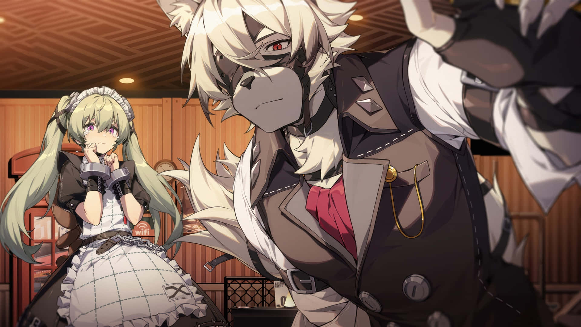 Zenless Zone Zero, wolf-eared anime male, dark vest, Full HD Desktop Wallpaper