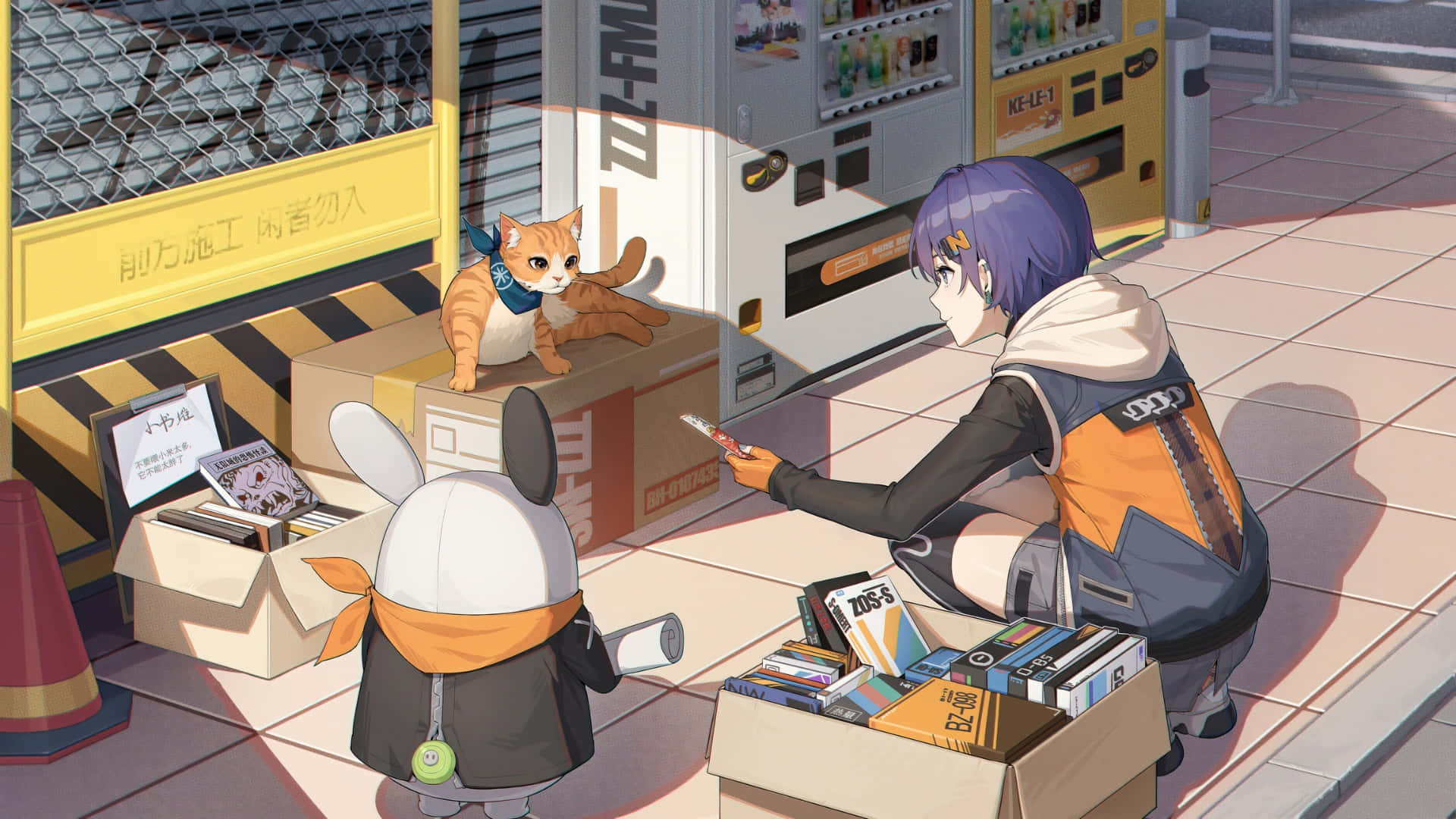 Zenless Zone Zero, purple-haired girl, rabbit-like creature, Full HD Desktop Wallpaper