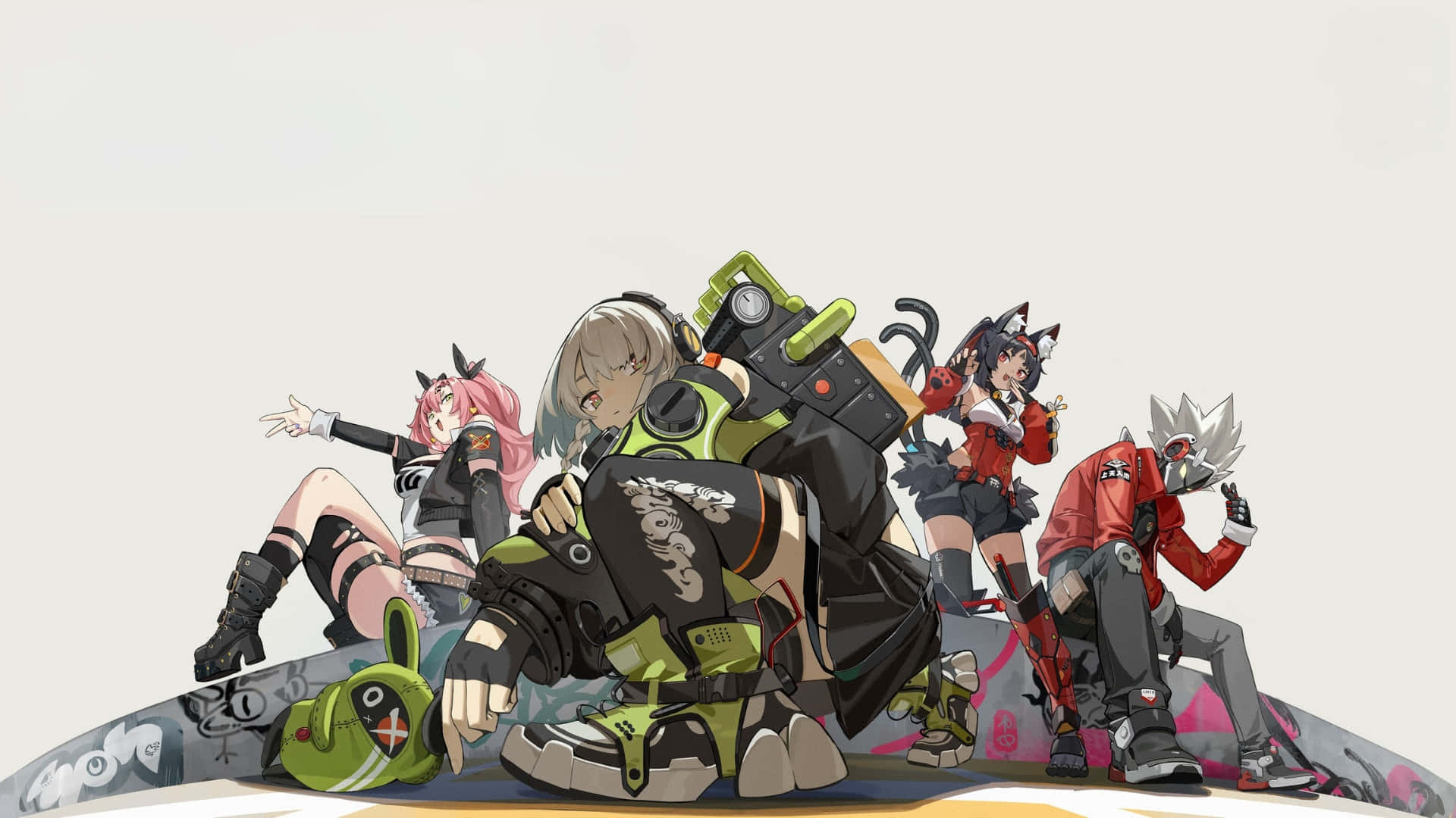Zenless Zone Zero, anime-style characters, cyberpunk gear, Full HD Desktop Wallpaper