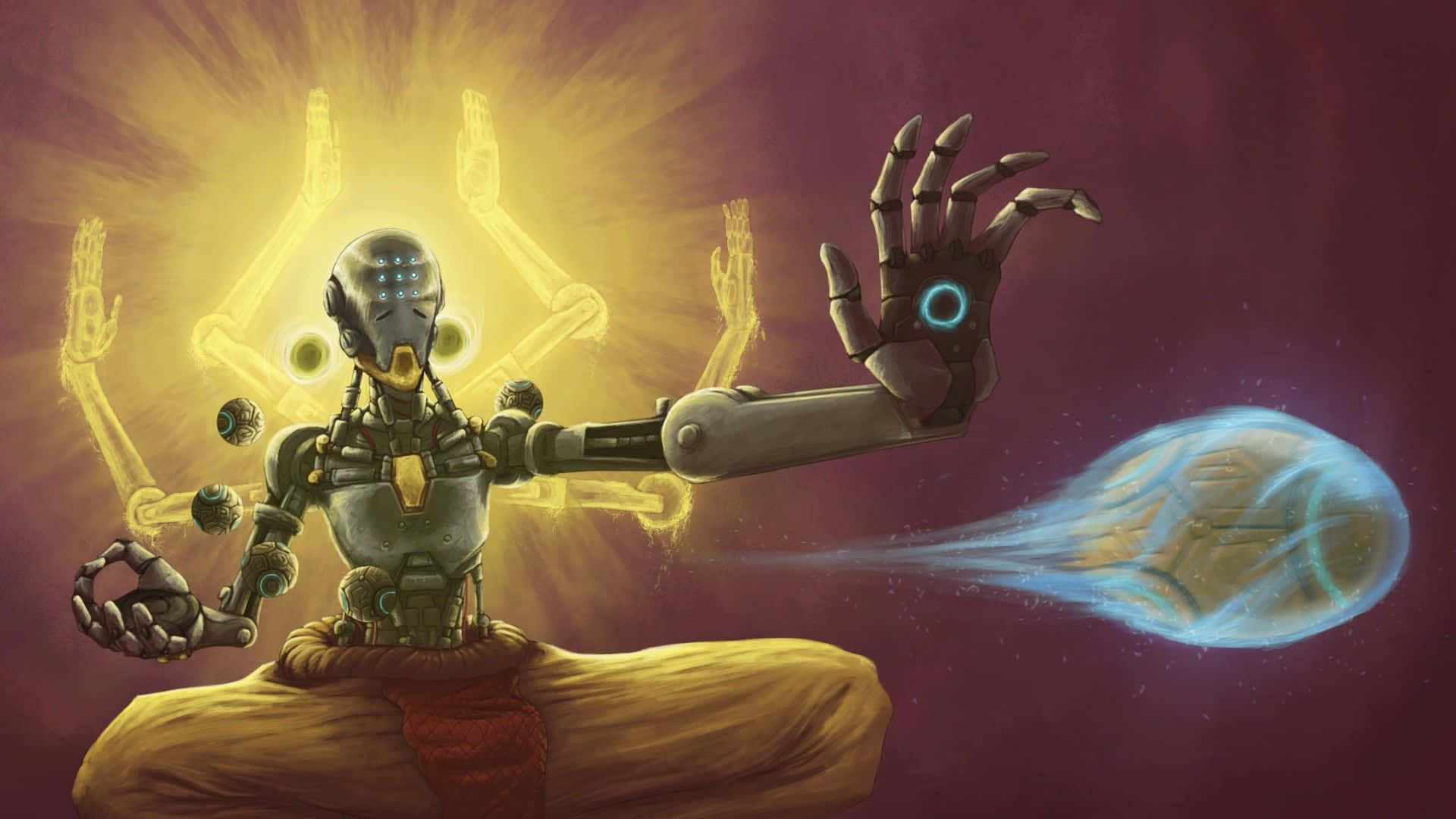 Zenyatta, lotus position, glowing energy, Full HD Desktop Wallpaper