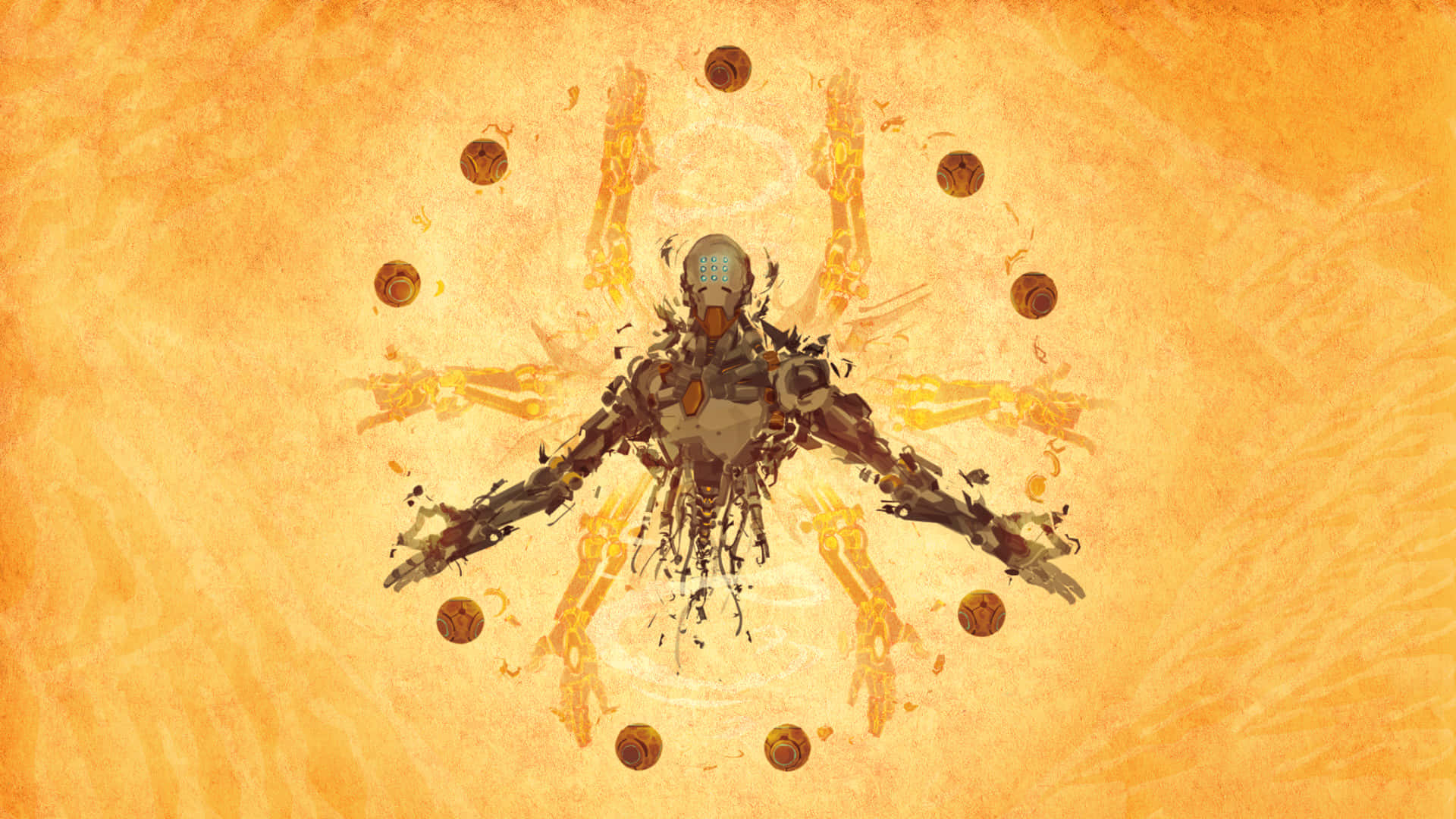 Zenyatta, robotic figure, outstretched arms, Full HD Desktop Wallpaper