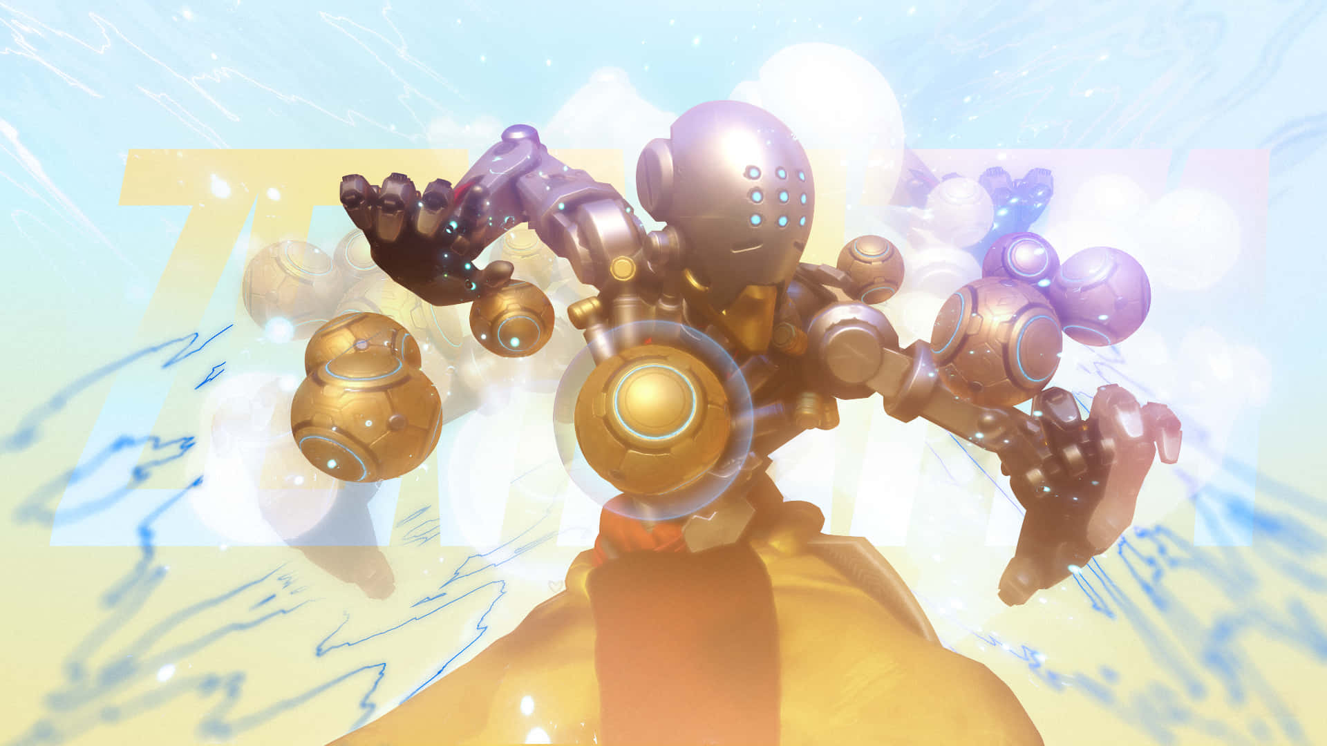 Zenyatta, golden, purple, Full HD Desktop Wallpaper