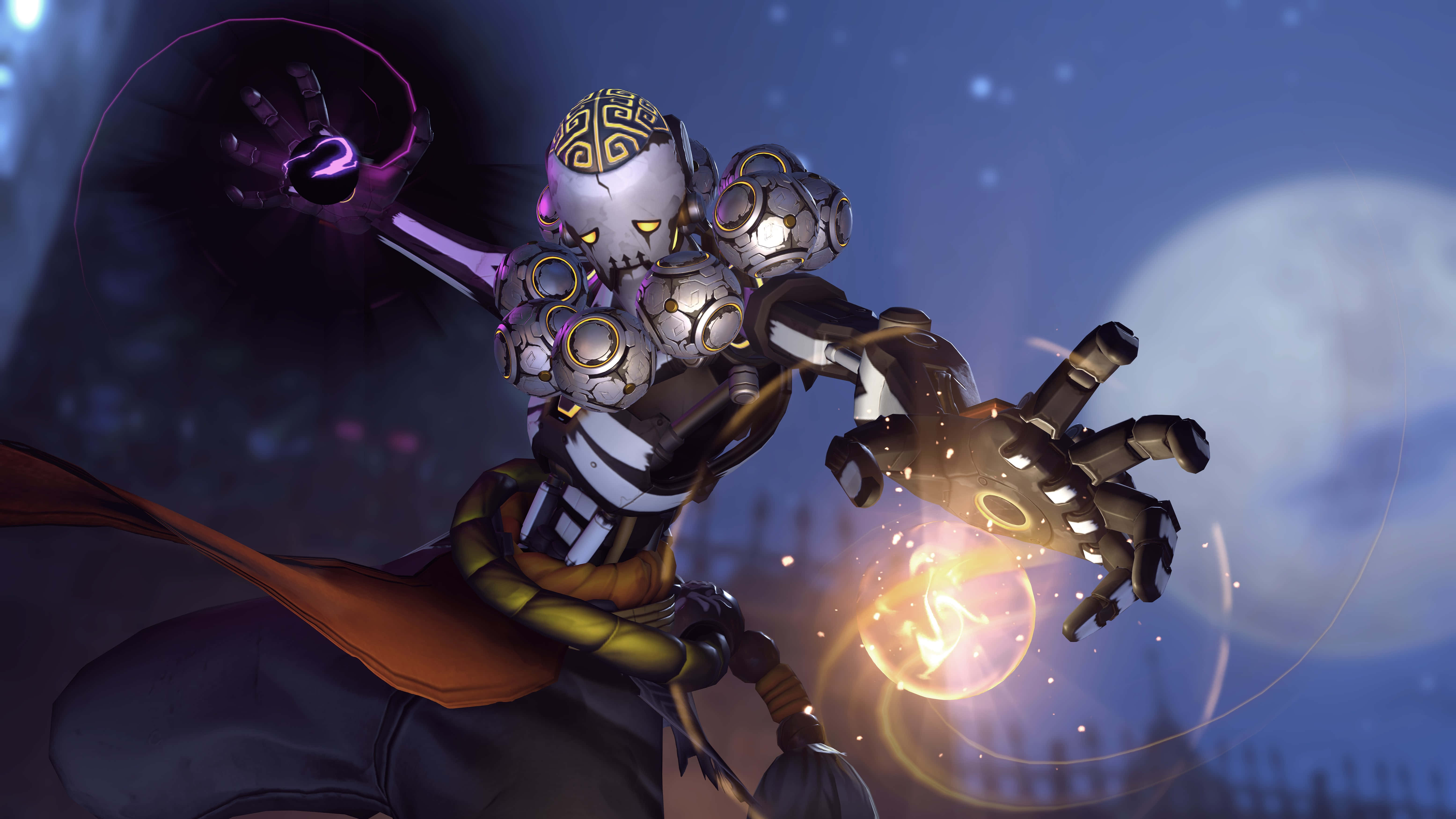 Zenyatta, skeletal anime warrior, ornate armor, 5K Desktop Wallpaper