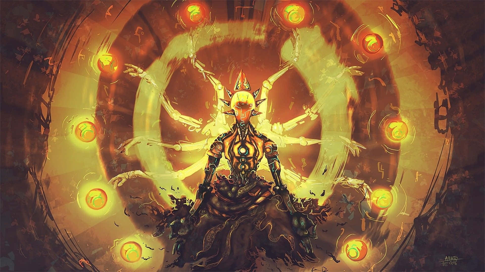 Zenyatta, armored deity, multiple arms, Full HD Desktop Wallpaper