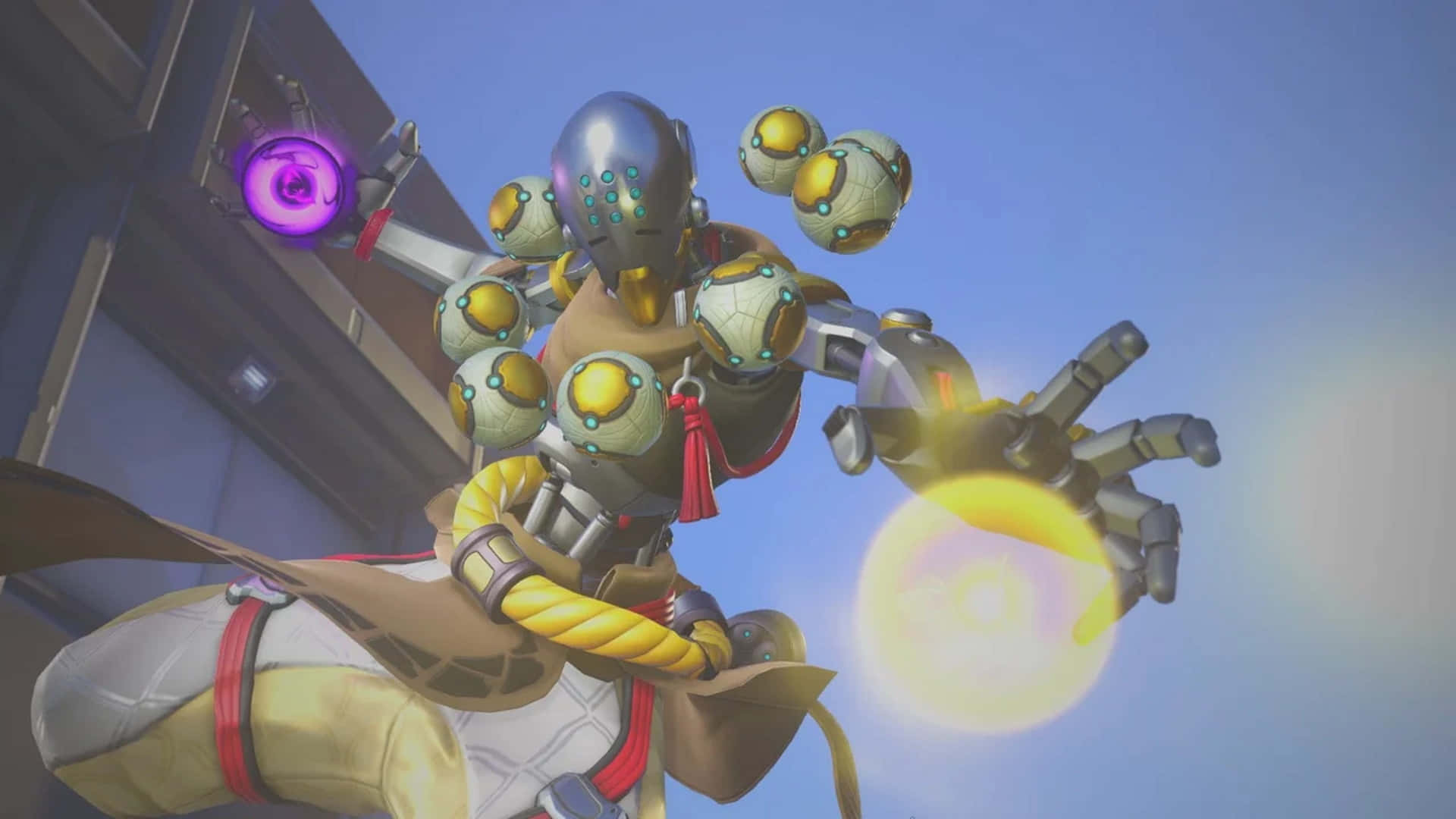 Zenyatta, robot, glowing orbs, Full HD Desktop Wallpaper
