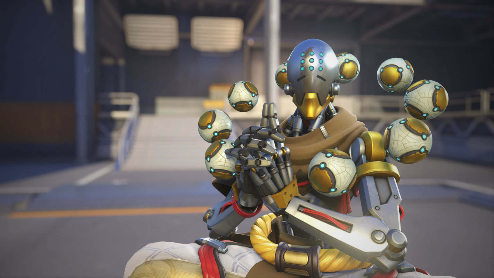 Zenyatta, glowing blue eyes, floating orbs, Full HD Desktop Wallpaper