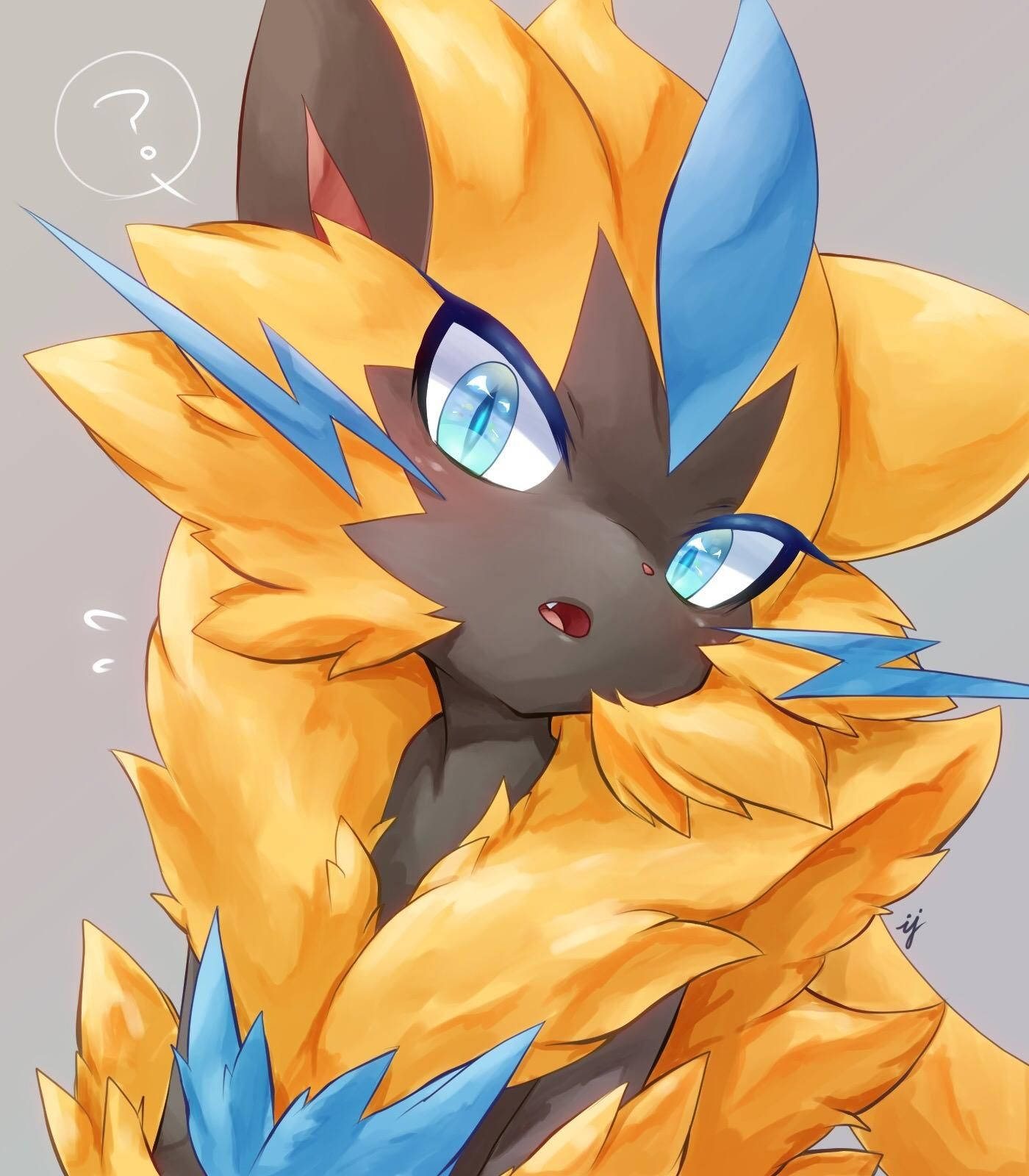 Zeraora, anime-style, fox-like creature, HD Phone Wallpaper