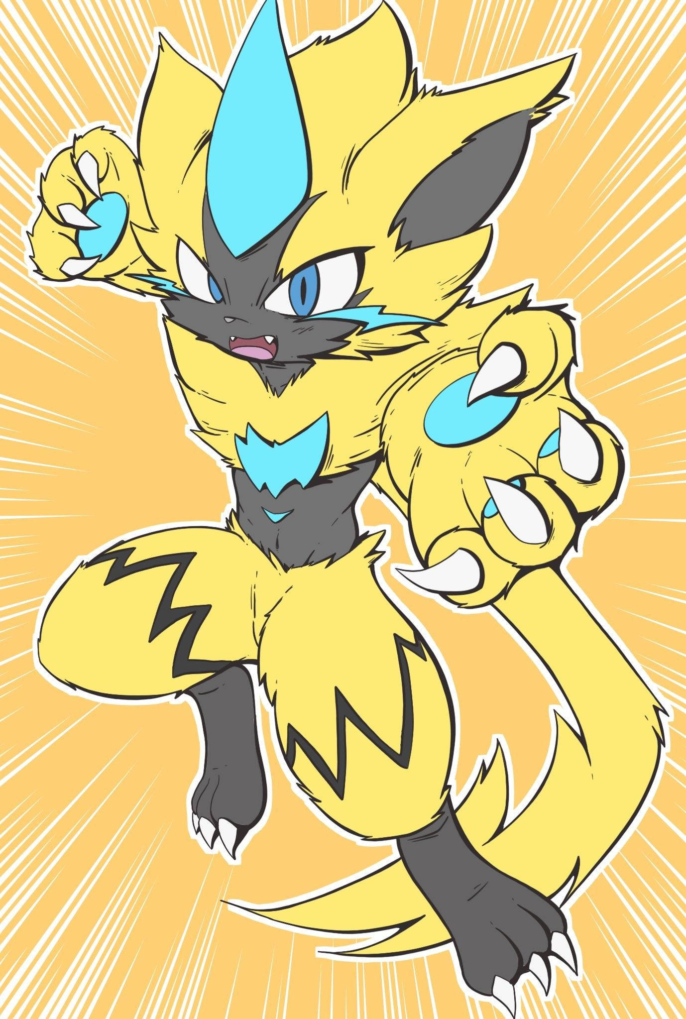 Zeraora, yellow, blue, Full HD Phone Wallpaper