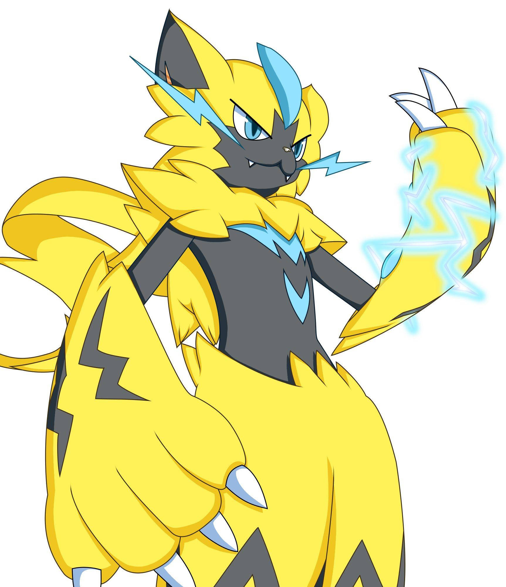 Zeraora, left hand pointing up, yellow and black, Full HD Phone Wallpaper