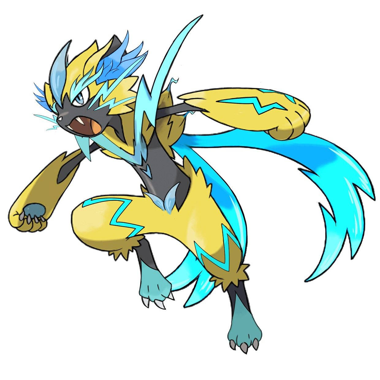 Zeraora, blue tails, anime-style, SD Desktop Wallpaper
