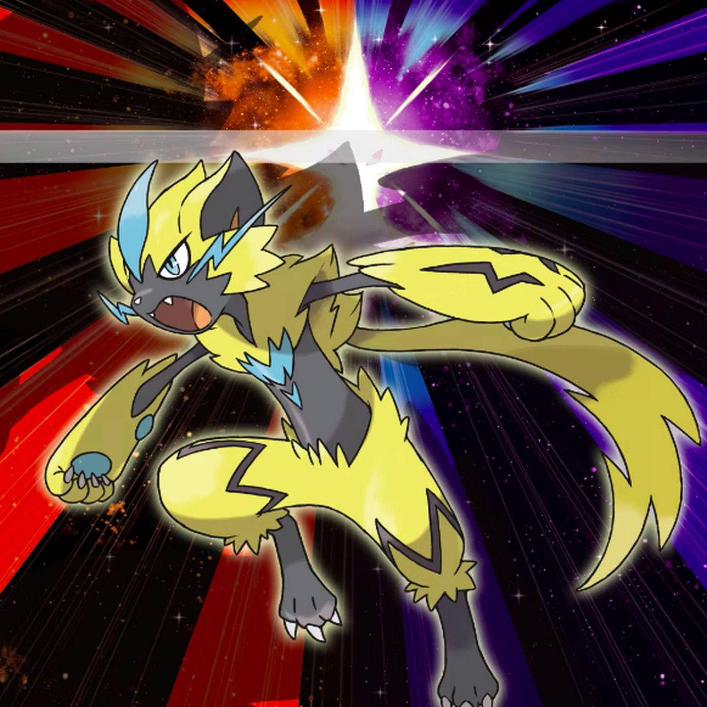 Zeraora, cosmic starburst, red purple, HD Desktop Wallpaper