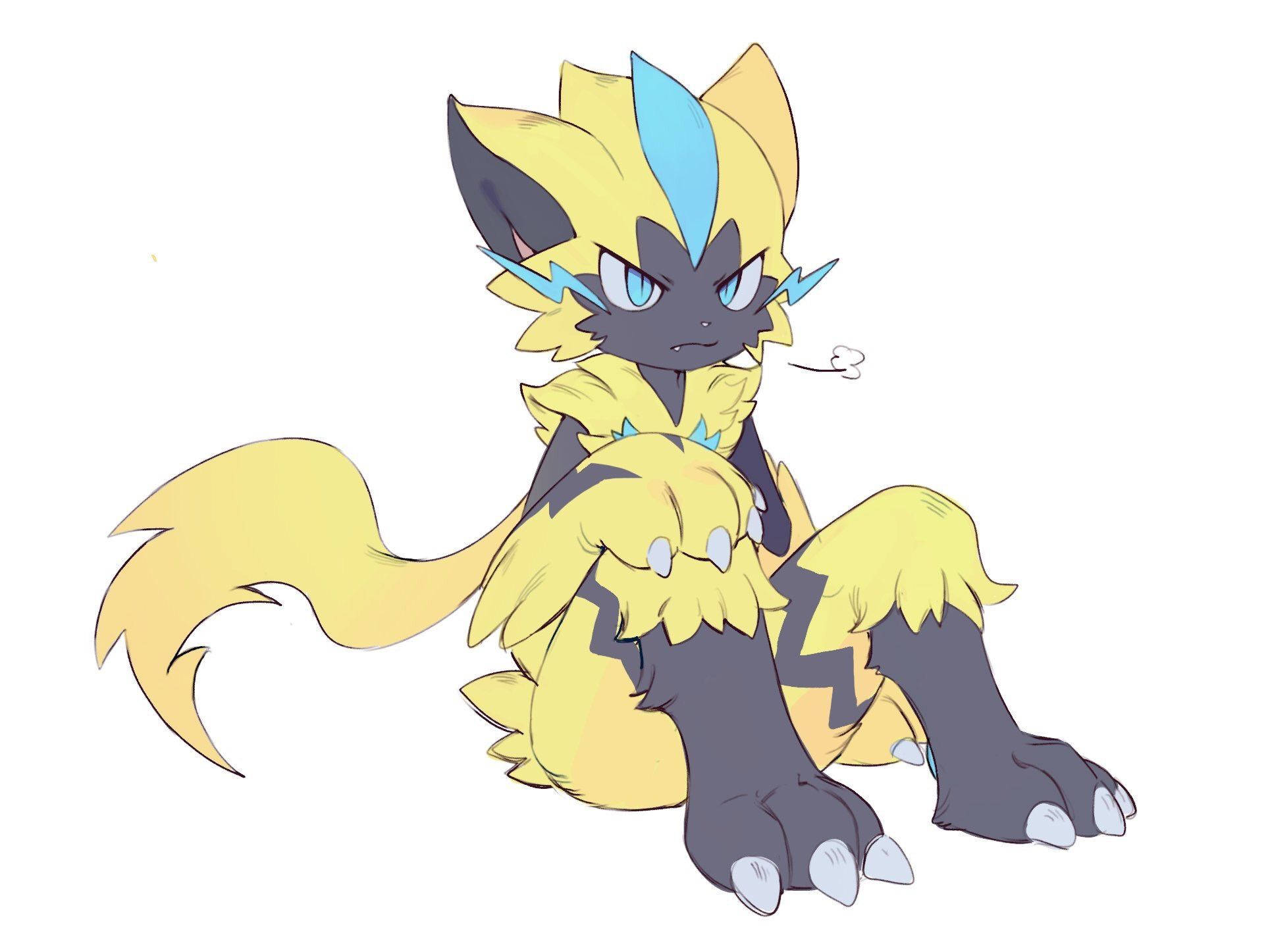 Zeraora, yellow fur, blue lightning accents, Full HD Desktop Wallpaper