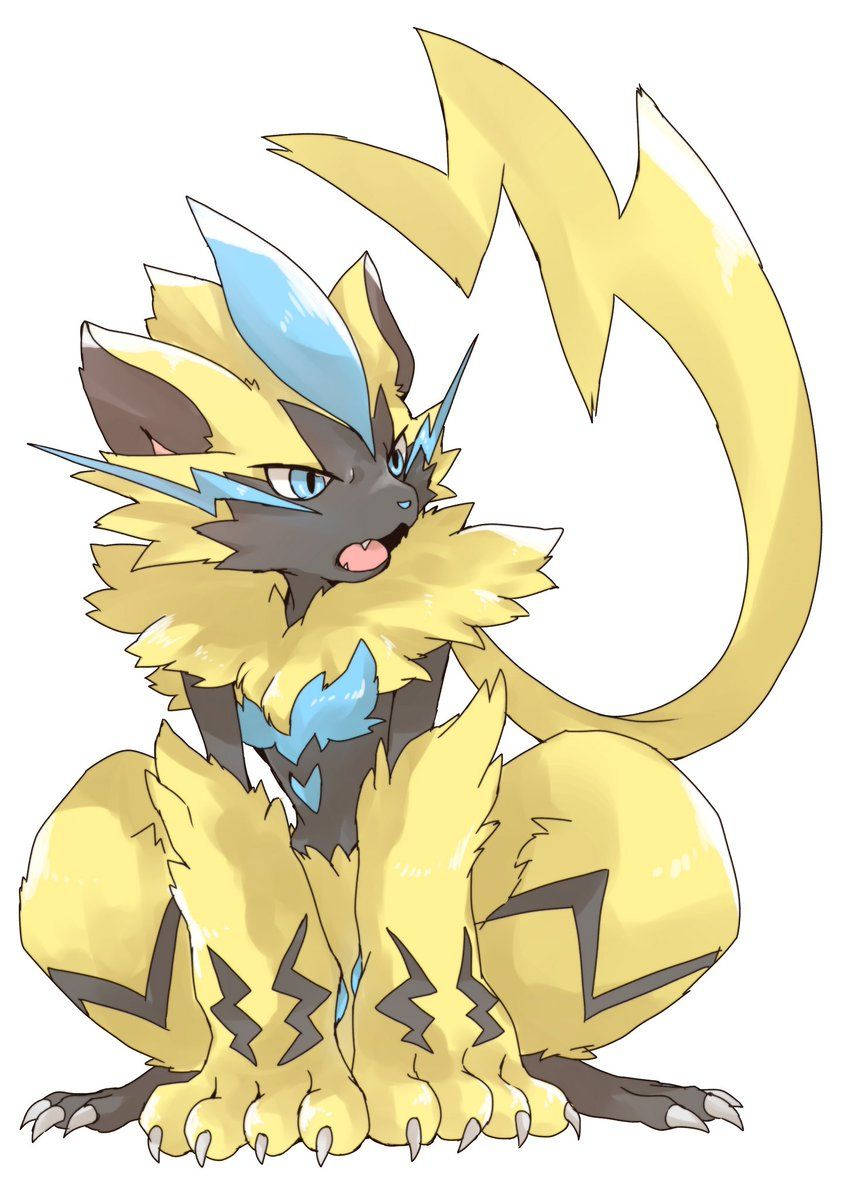 Zeraora, yellow and blue, electric-type Pokémon, SD Phone Wallpaper