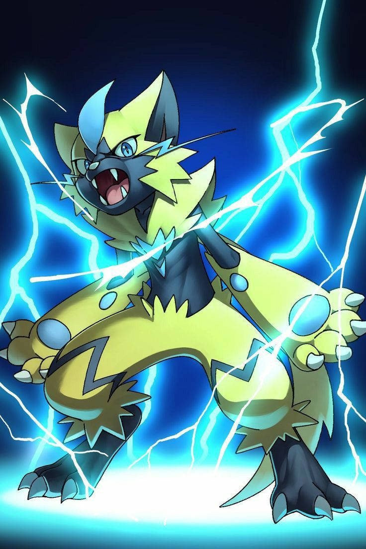 Zeraora, yellow and black, lightning-themed, SD Phone Wallpaper