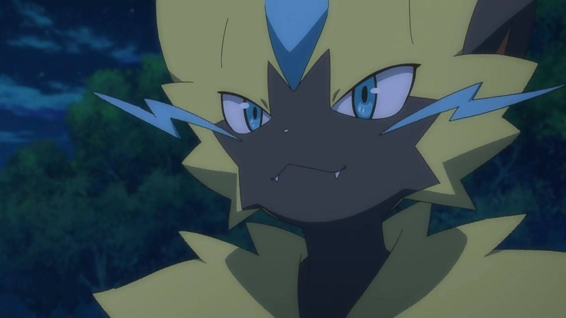 Zeraora, yellow fur, blue lightning markings, Full HD Desktop Wallpaper