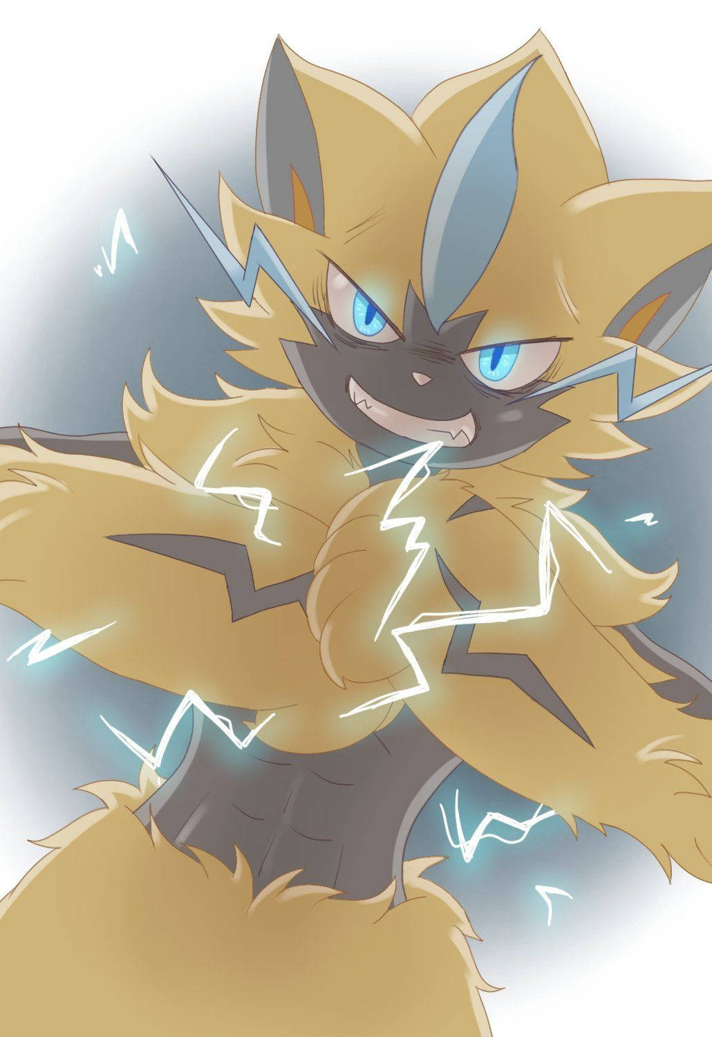 Zeraora, fists together, electricity, HD Phone Wallpaper
