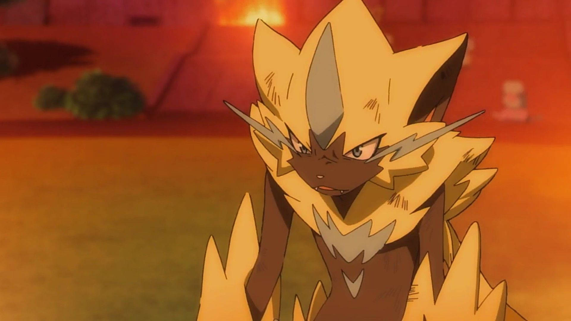 Zeraora, golden fox-like, sharp silver markings, Full HD Desktop Wallpaper