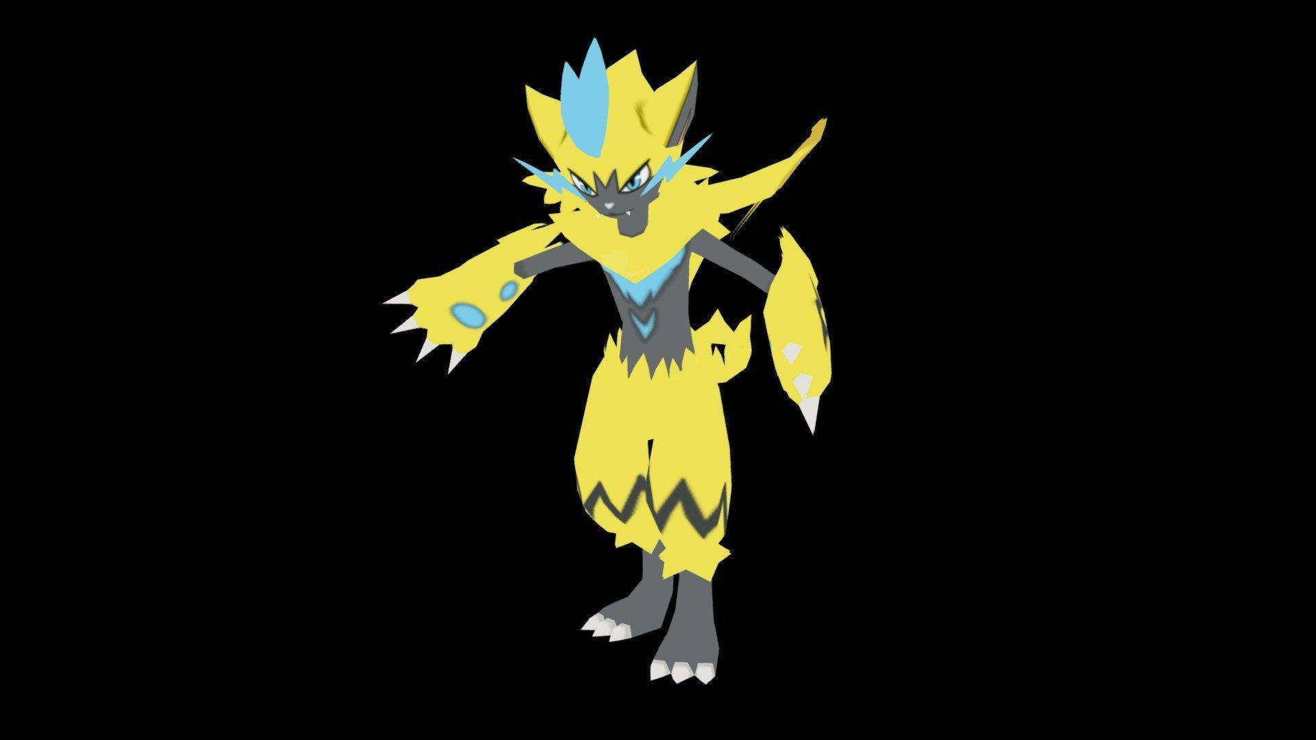 Zeraora, yellow and blue, electric-type Pokémon, Full HD Desktop Wallpaper