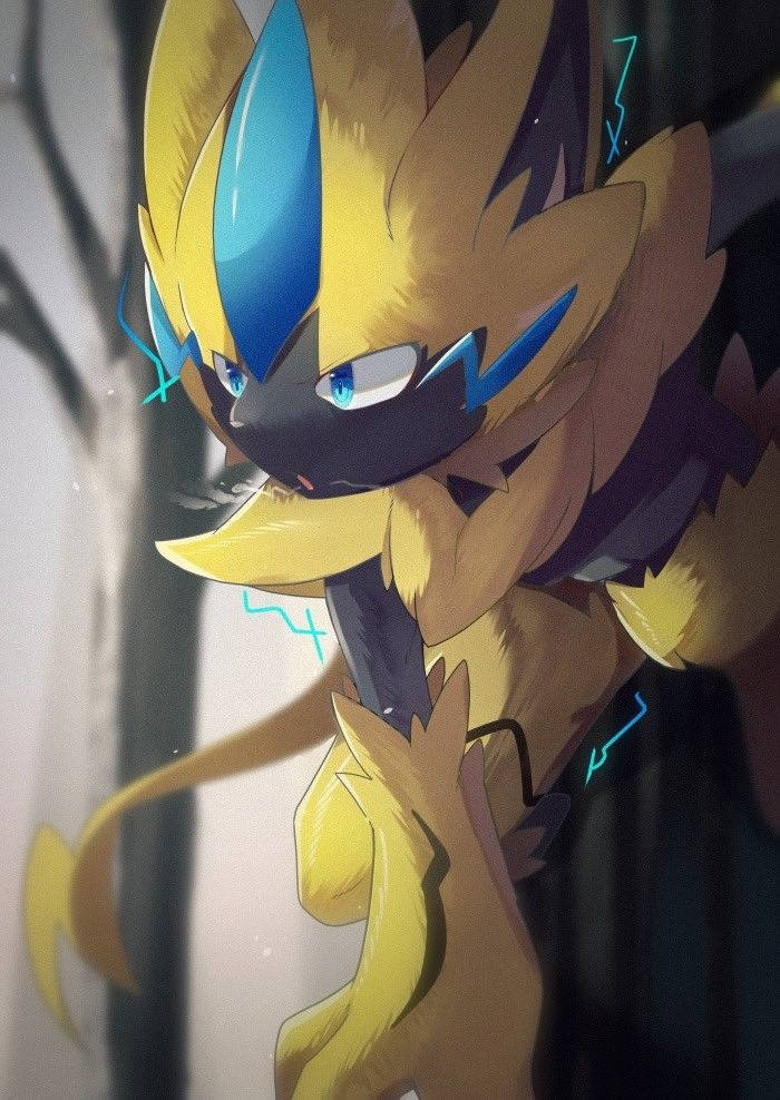 Zeraora, yellow and blue, anime fox, SD Phone Wallpaper