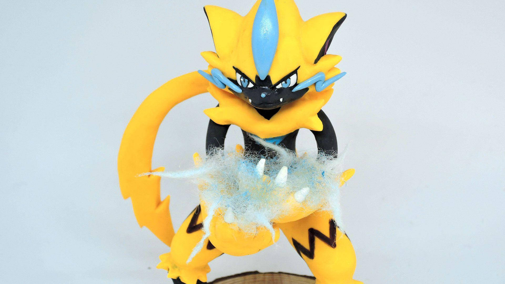 Zeraora, yellow and black, blue lightning accents, Full HD Desktop Wallpaper