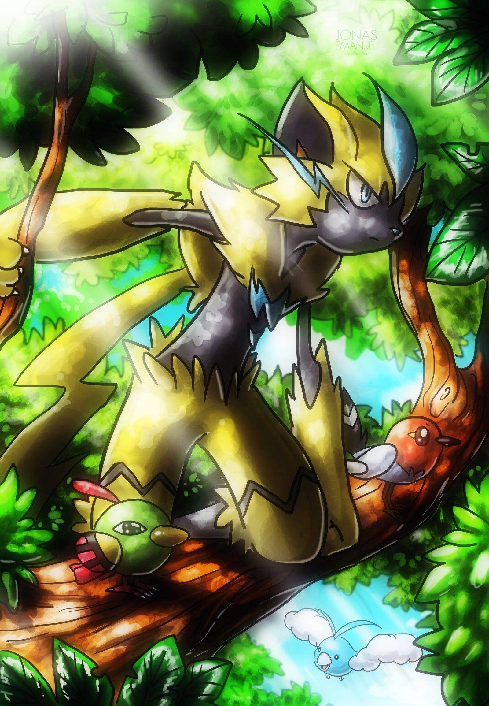 Zeraora, yellow and black, fox-like Pokémon, Full HD Phone Wallpaper