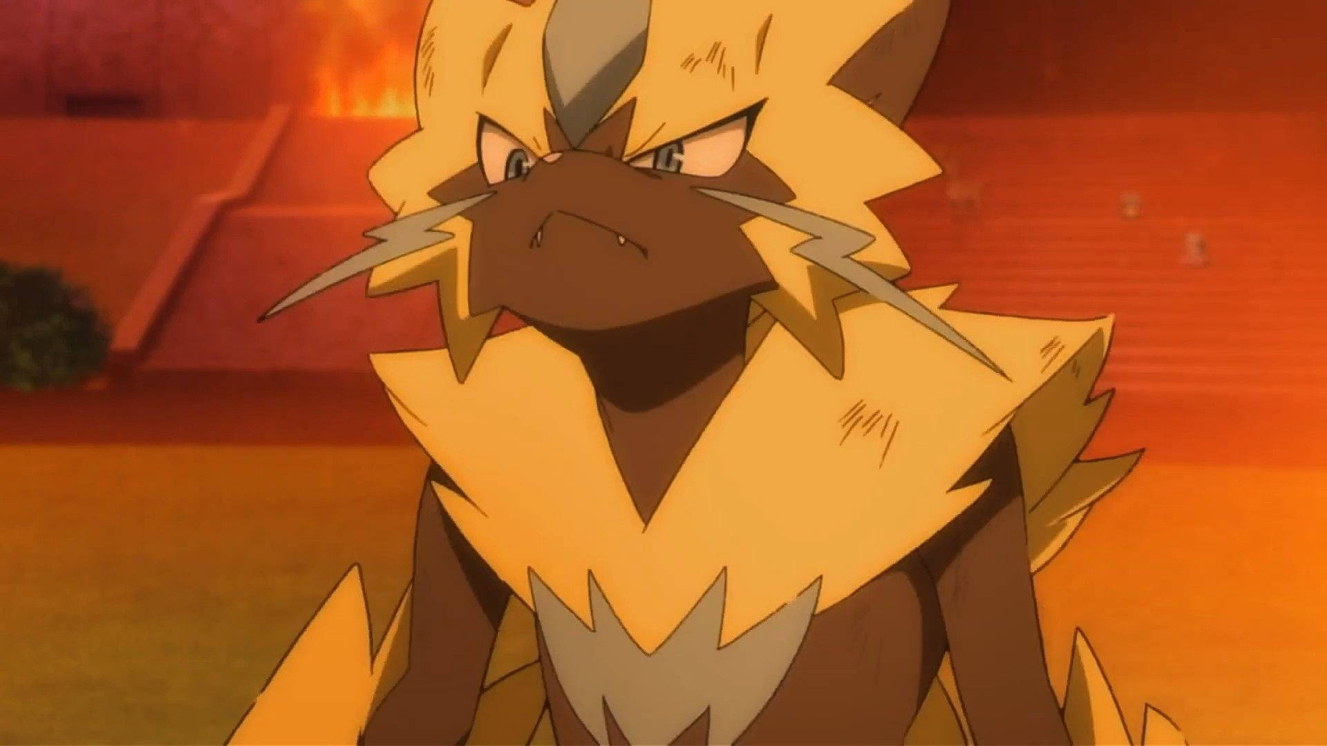 Zeraora, anime, spiky yellow fur, Full HD Desktop Wallpaper